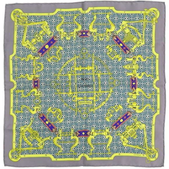 Hermès Carré 45 MORS et Gourmettes Horse Bit and Chain Silk Multicolor Scarf ... - Picture 1 of 4